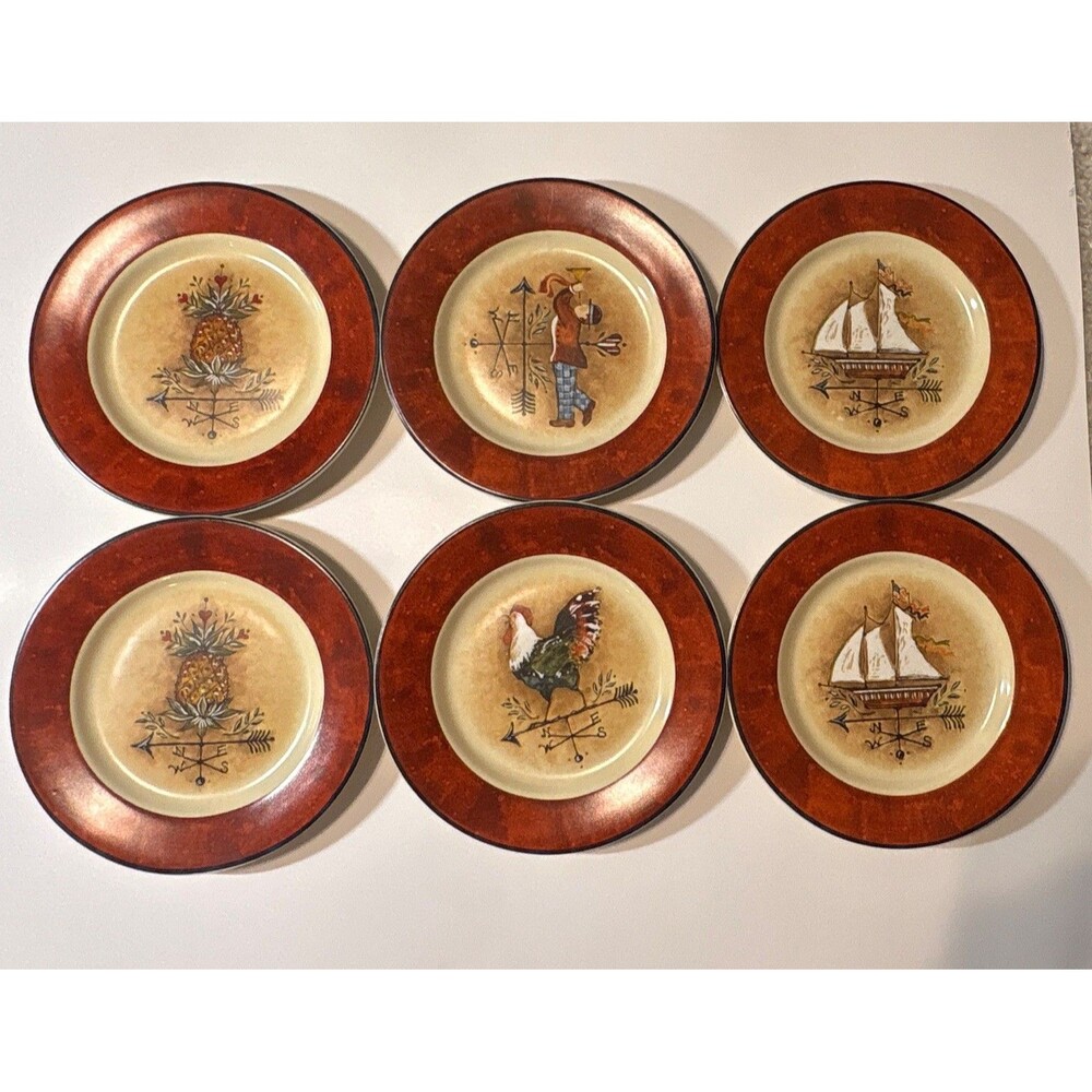 JC Penny Home Vintage Y2K Susan Winget Heritage Line 6 piece 8 inch salad plate